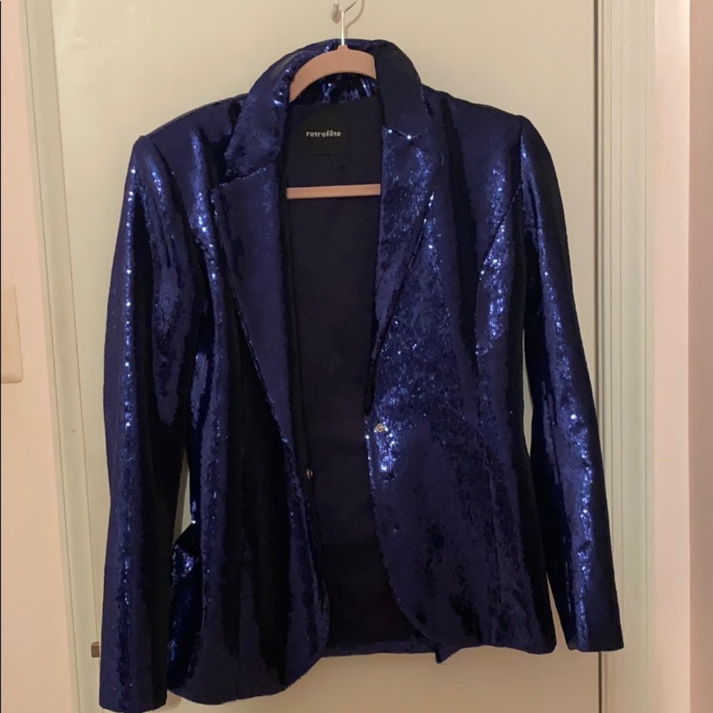 Blue Retrofete Sparkly Blazer